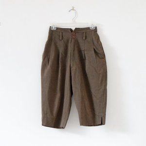 GAZA Vintage Pleated Capri Cropped Trouser Pants